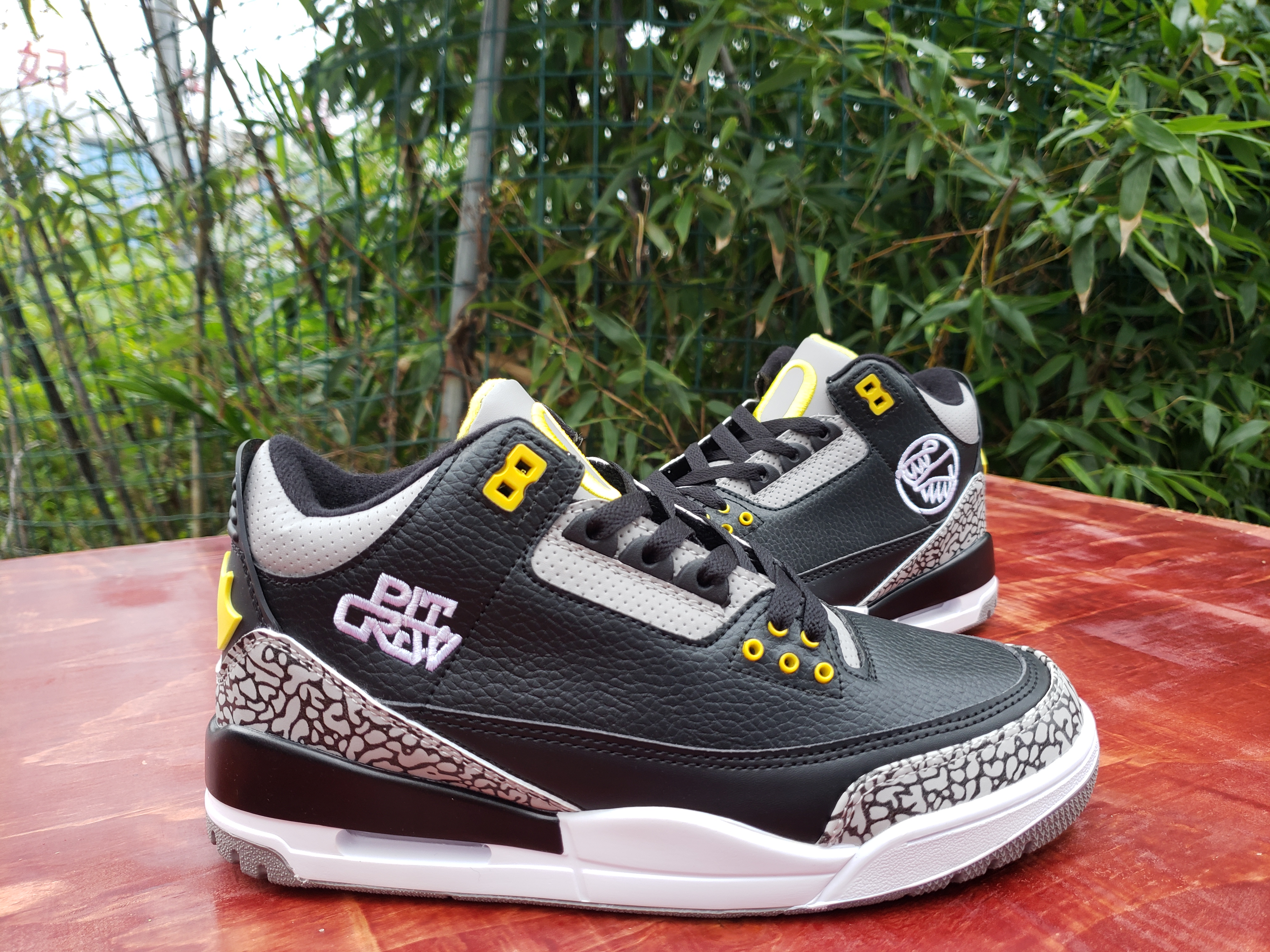 2020 Air Jordan 3 Retro Black Cement Grey Yellow Shoes - Click Image to Close